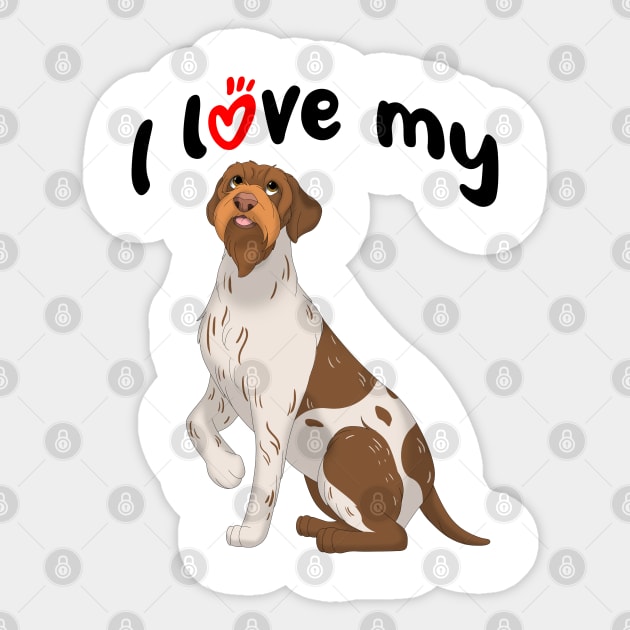 I Love My Wirehaired Pointing Griffon Dog Sticker by millersye